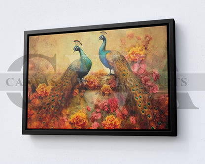 Colorful Peacock Canvas Wall Art Bird Poster Print