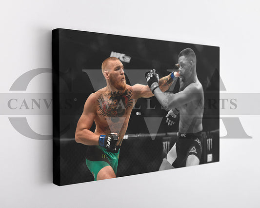 Conor McGregor Black & White Canvas Art MMA Canvas Wall Art