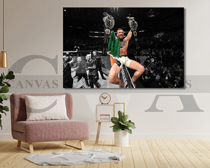 Conor McGregor Black & White Canvas Art MMA Canvas Wall Art