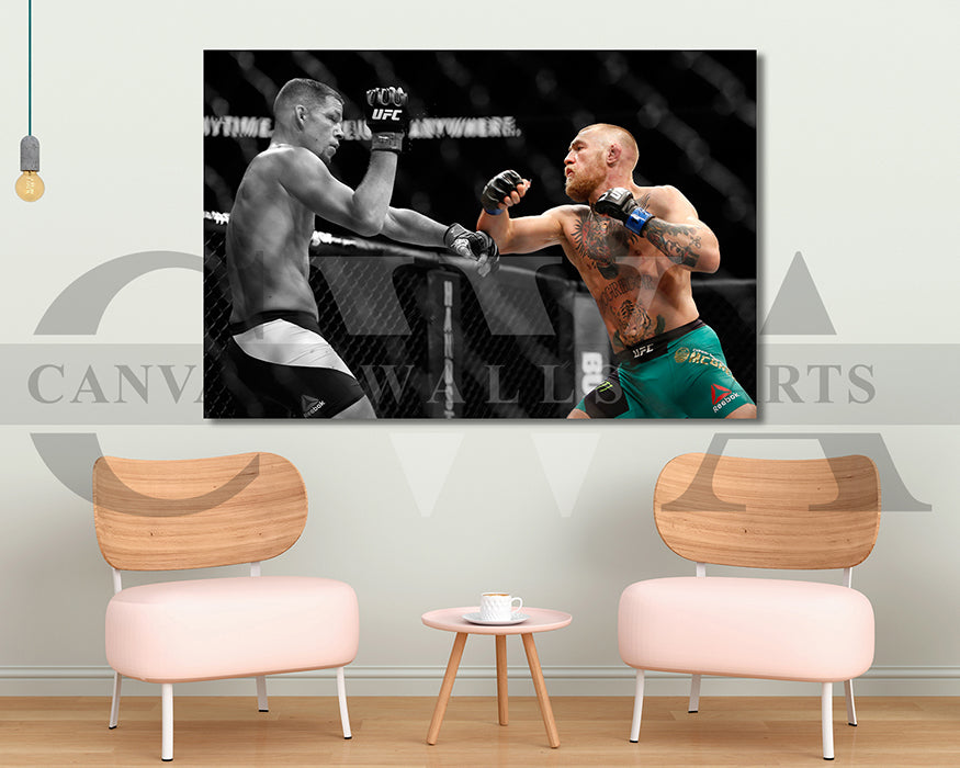 Conor McGregor Black & White Canvas Art MMA Canvas Wall Art