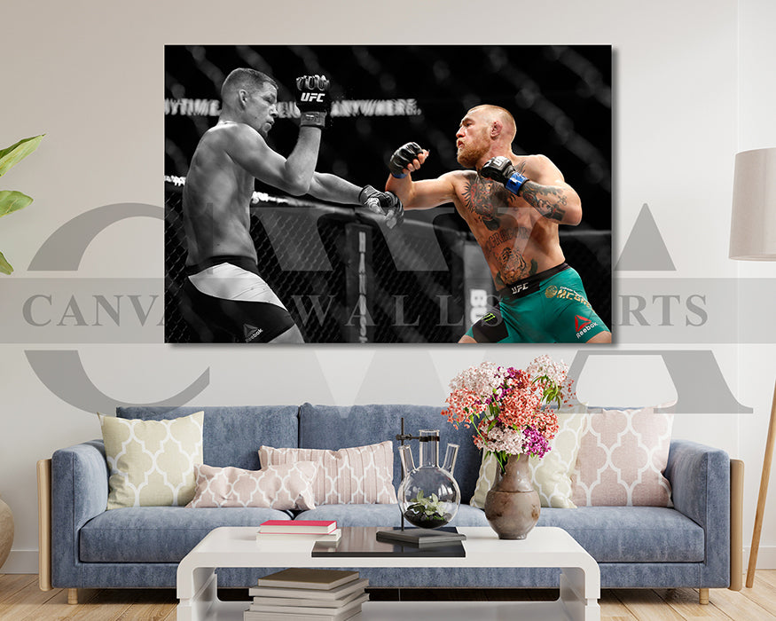 Conor McGregor Black & White Canvas Art MMA Canvas Wall Art