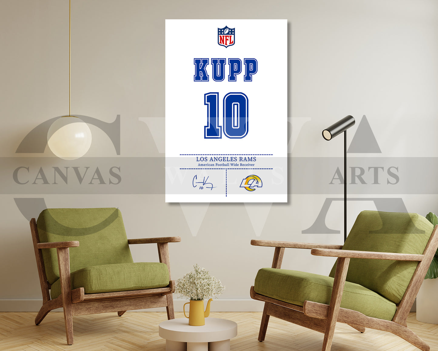 Cooper Kupp Canvas Wall Art - NFL Jersey Poster | Ready to Hang Sports Canvas Print