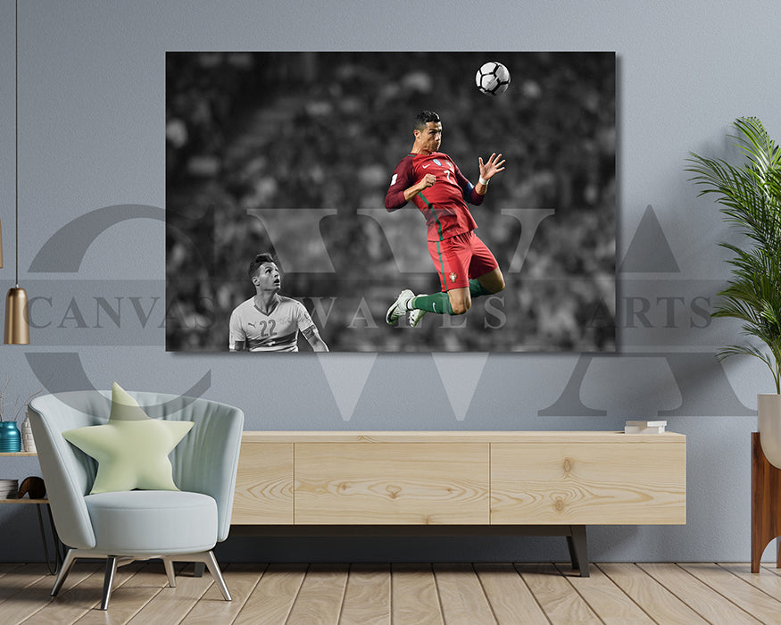 Cristiano Ronaldo Black & White Canvas Art Soccer Canvas Wall Art
