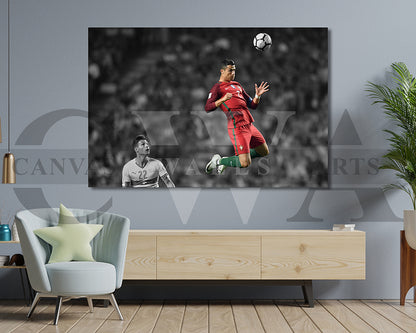 Cristiano Ronaldo Black & White Canvas Art Soccer Canvas Wall Art