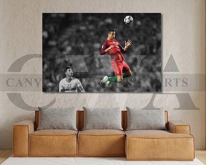 Cristiano Ronaldo Black & White Canvas Art Soccer Canvas Wall Art