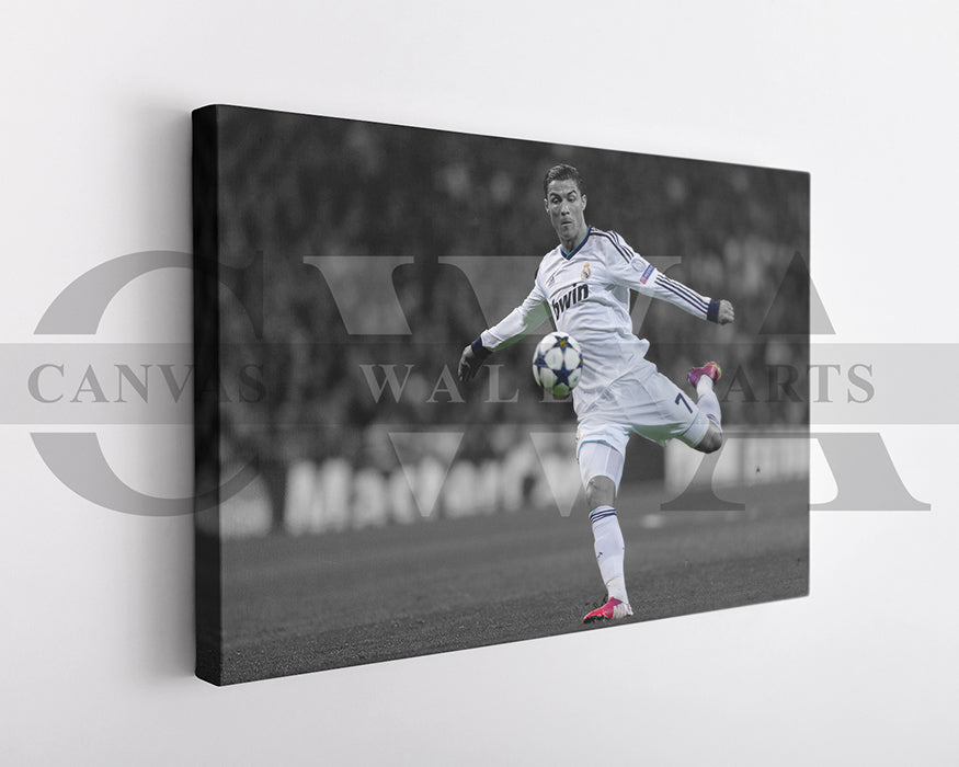 Cristiano Ronaldo Black & White Canvas Art Soccer Canvas Wall Art
