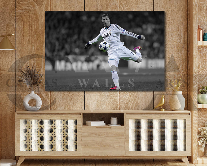 Cristiano Ronaldo Black & White Canvas Art Soccer Canvas Wall Art