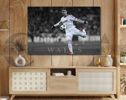 Cristiano Ronaldo Black & White Canvas Art Soccer Canvas Wall Art