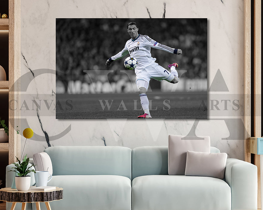 Cristiano Ronaldo Black & White Canvas Art Soccer Canvas Wall Art
