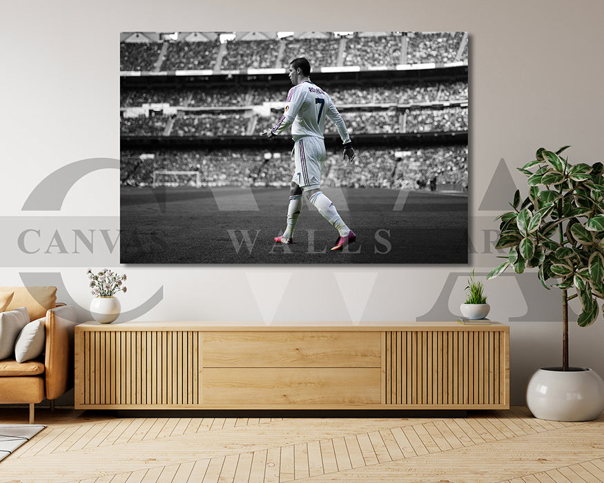 Cristiano Ronaldo Black & White Canvas Art Soccer Canvas Wall Art