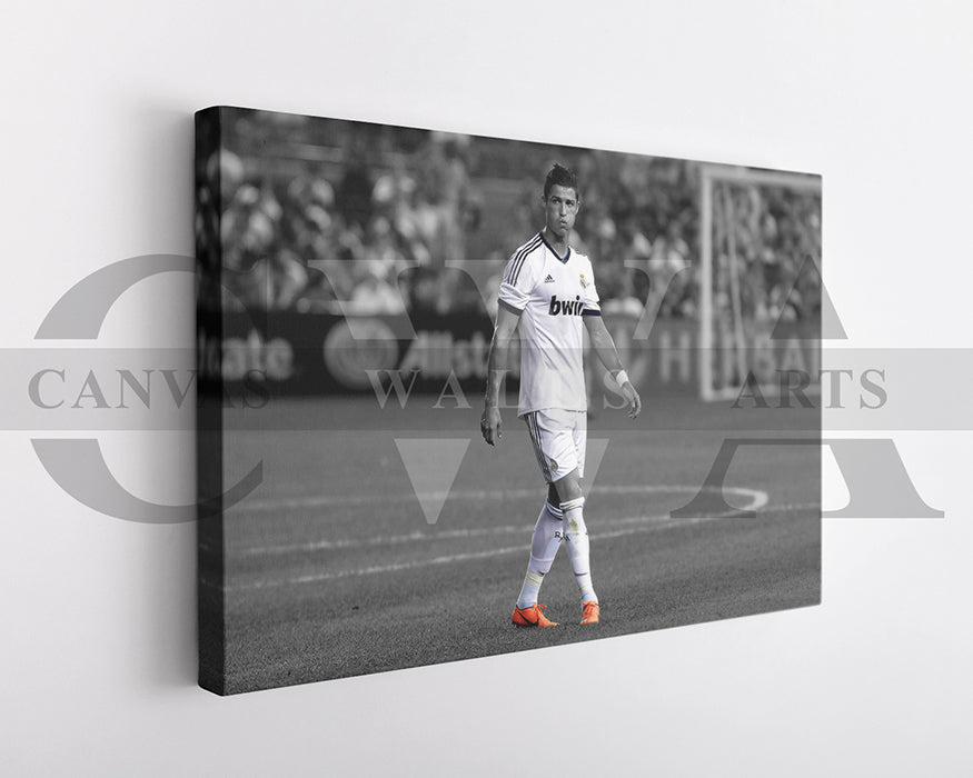 Cristiano Ronaldo Black & White Canvas Art Soccer Canvas Wall Art