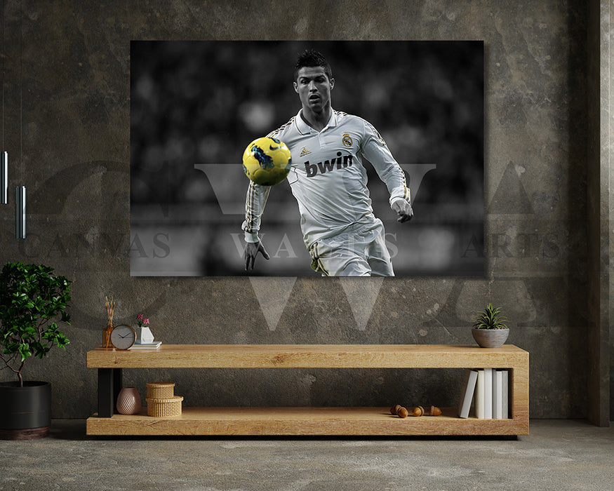 Cristiano Ronaldo Black & White Canvas Art Soccer Canvas Wall Art