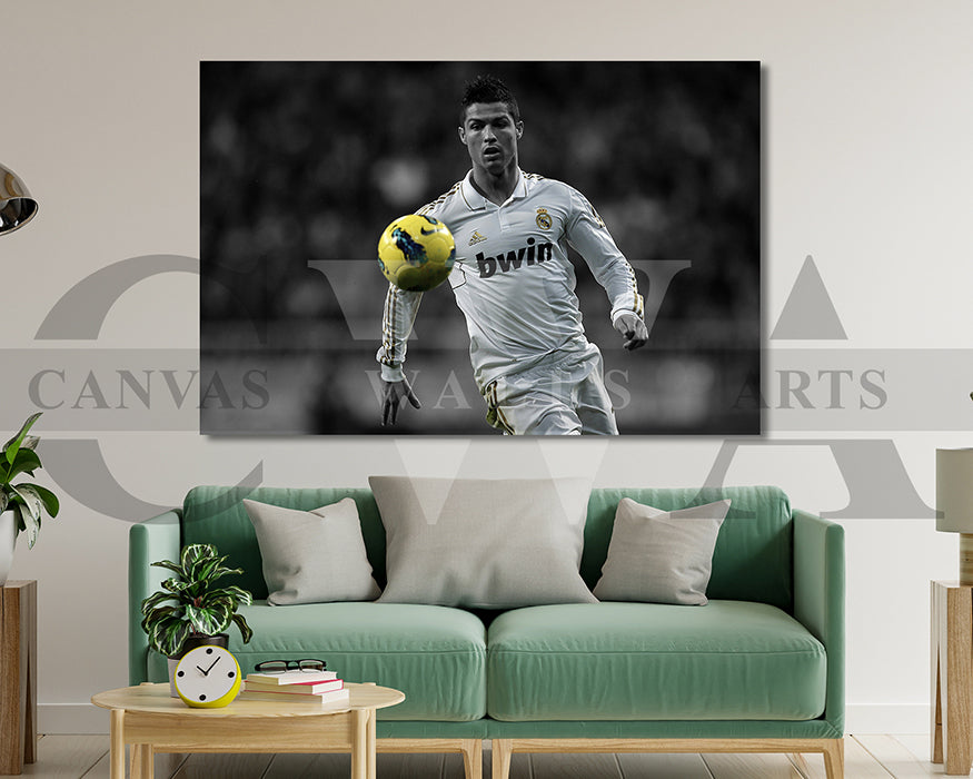 Cristiano Ronaldo Black & White Canvas Art Soccer Canvas Wall Art