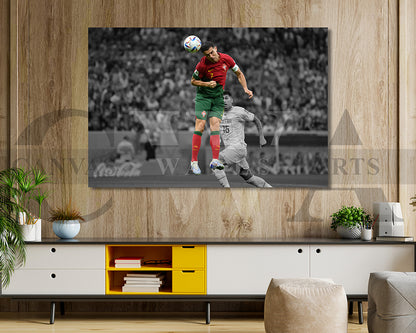 Cristiano Ronaldo Black & White Canvas Art Soccer Canvas Wall Art