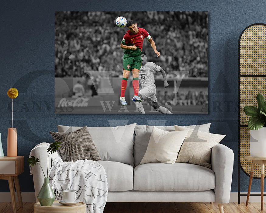 Cristiano Ronaldo Black & White Canvas Art Soccer Canvas Wall Art