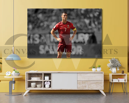 Cristiano Ronaldo Black & White Canvas Art Soccer Canvas Wall Art