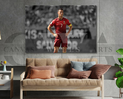 Cristiano Ronaldo Black & White Canvas Art Soccer Canvas Wall Art