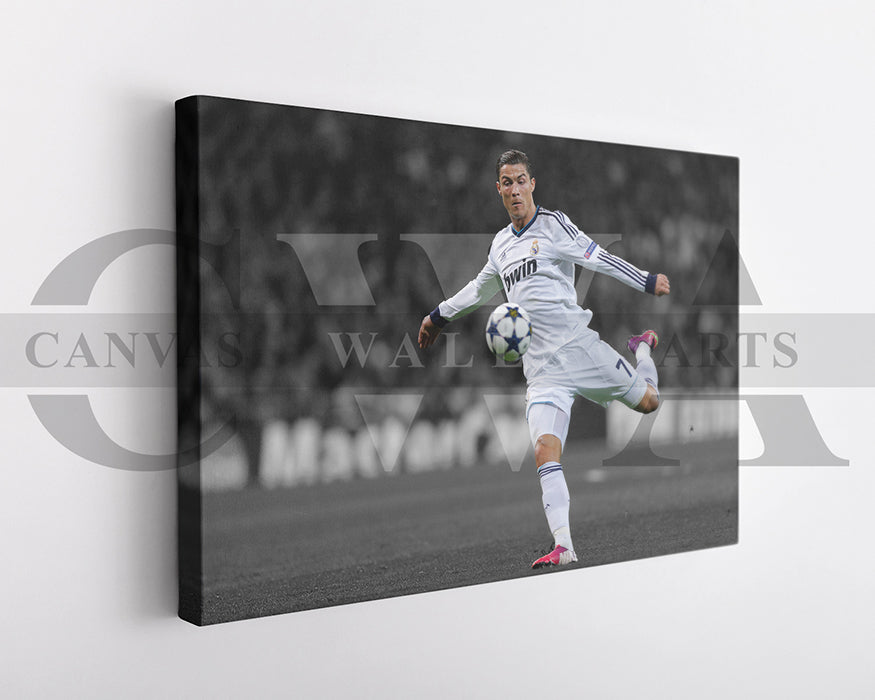 Cristiano Ronaldo Black & White Canvas Art Soccer Canvas Wall Art