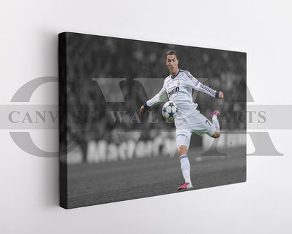 Cristiano Ronaldo Black & White Canvas Art Soccer Canvas Wall Art