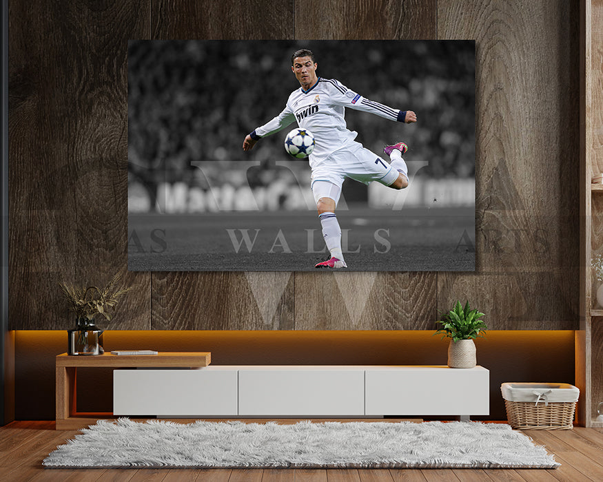 Cristiano Ronaldo Black & White Canvas Art Soccer Canvas Wall Art