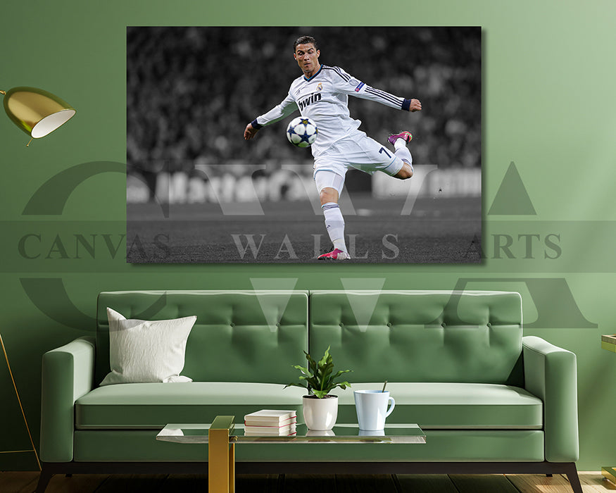 Cristiano Ronaldo Black & White Canvas Art Soccer Canvas Wall Art