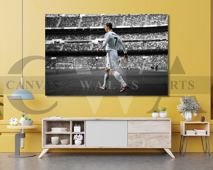Cristiano Ronaldo Black & White Canvas Art Soccer Canvas Wall Art