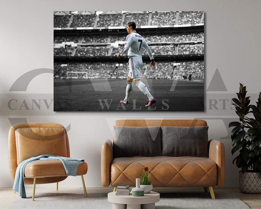Cristiano Ronaldo Black & White Canvas Art Soccer Canvas Wall Art