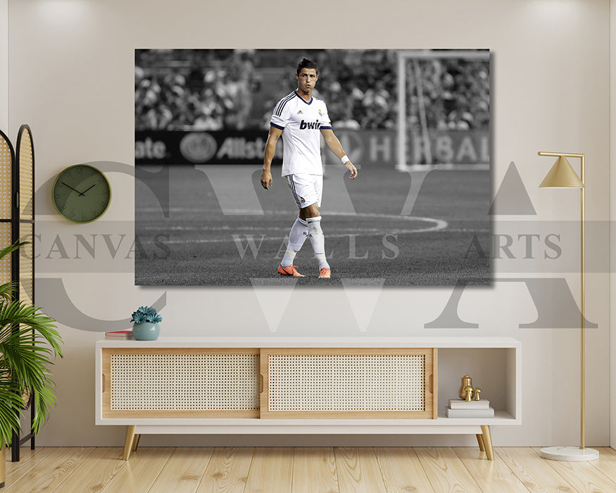 Cristiano Ronaldo Black & White Canvas Art Soccer Canvas Wall Art