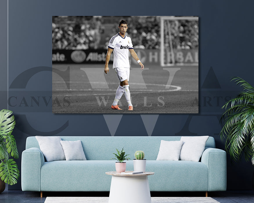 Cristiano Ronaldo Black & White Canvas Art Soccer Canvas Wall Art