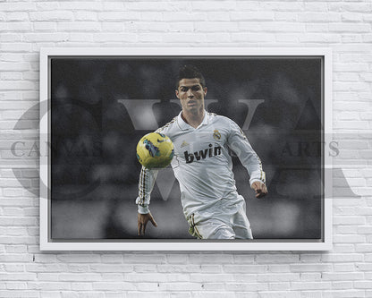 Cristiano Ronaldo Black & White Canvas Art Soccer Canvas Wall Art