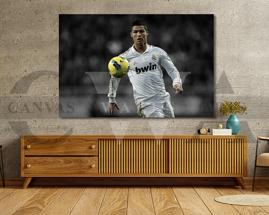 Cristiano Ronaldo Black & White Canvas Art Soccer Canvas Wall Art