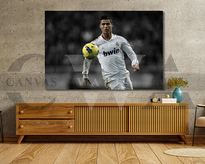 Cristiano Ronaldo Black & White Canvas Art Soccer Canvas Wall Art