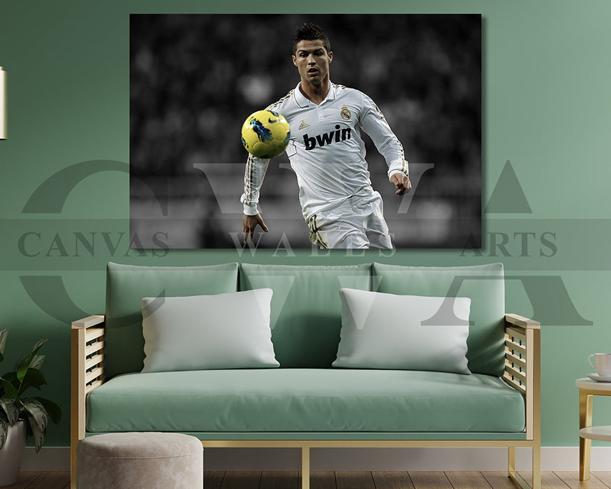 Cristiano Ronaldo Black & White Canvas Art Soccer Canvas Wall Art