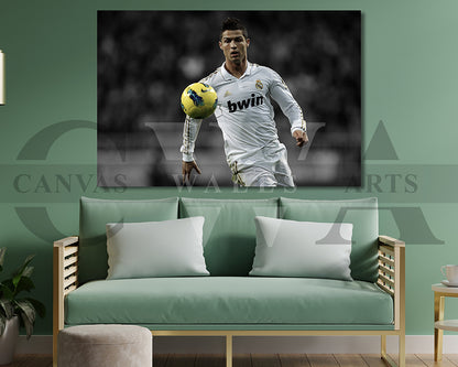 Cristiano Ronaldo Black & White Canvas Art Soccer Canvas Wall Art