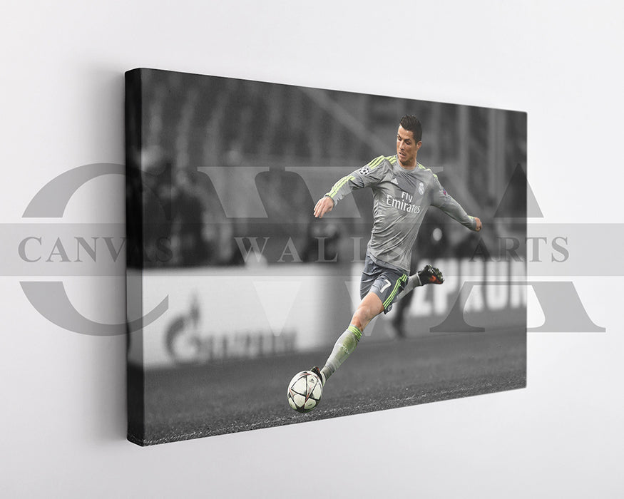 Cristiano Ronaldo Black & White Canvas Art Soccer Canvas Wall Art