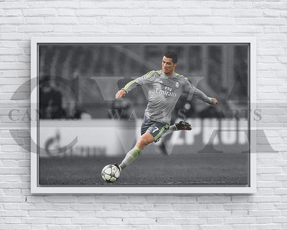 Cristiano Ronaldo Black & White Canvas Art Soccer Canvas Wall Art