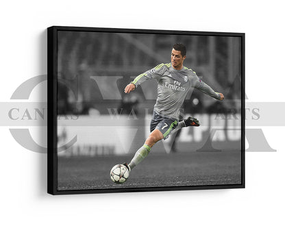 Cristiano Ronaldo Black & White Canvas Art Soccer Canvas Wall Art