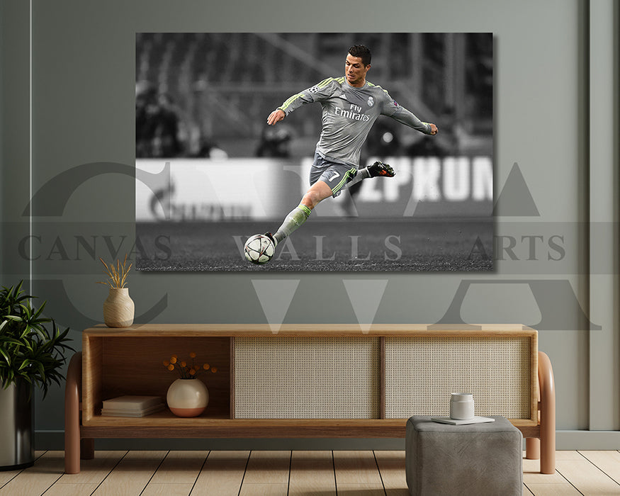 Cristiano Ronaldo Black & White Canvas Art Soccer Canvas Wall Art