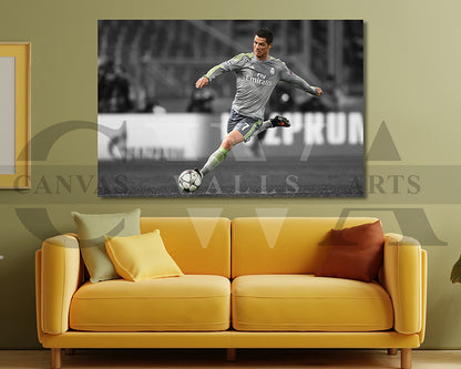 Cristiano Ronaldo Black & White Canvas Art Soccer Canvas Wall Art