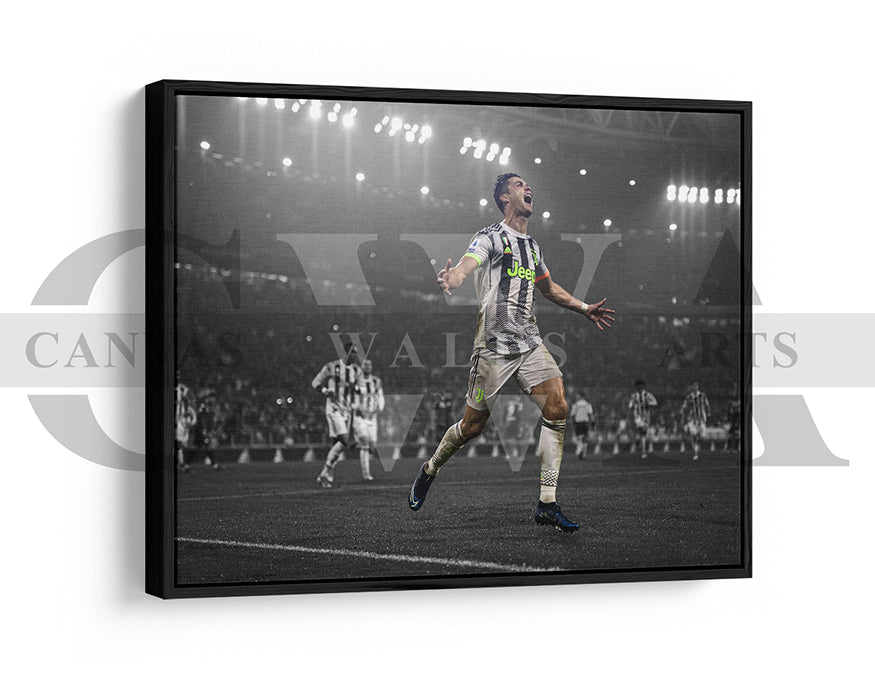 Cristiano Ronaldo Black & White Canvas Art Soccer Canvas Wall Art