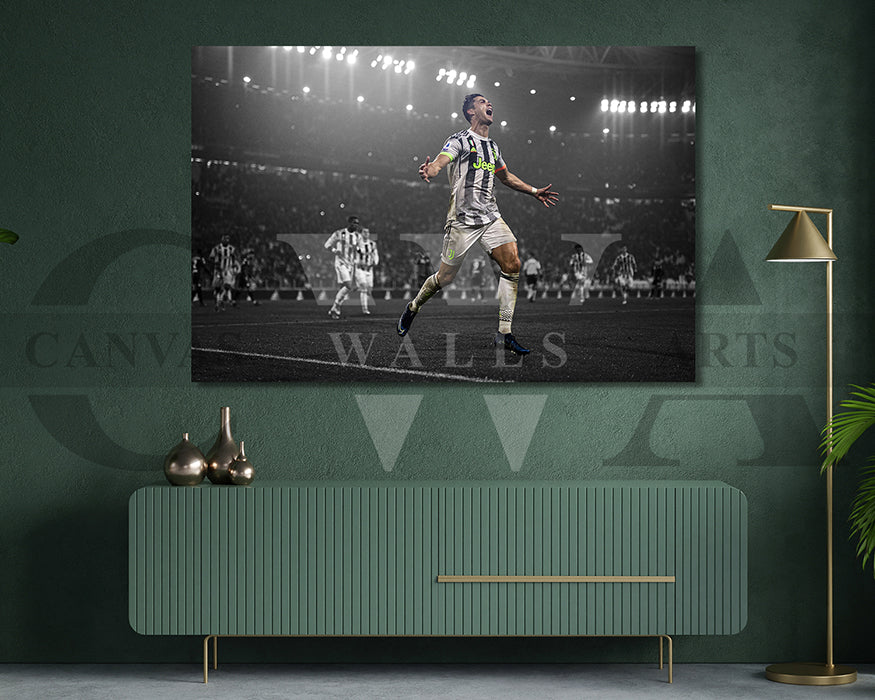 Cristiano Ronaldo Black & White Canvas Art Soccer Canvas Wall Art