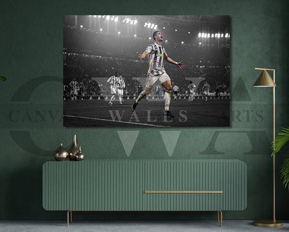 Cristiano Ronaldo Black & White Canvas Art Soccer Canvas Wall Art