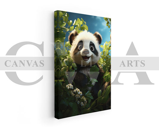 Cute Panda Summer Canvas Wall Art Animal Poster Print