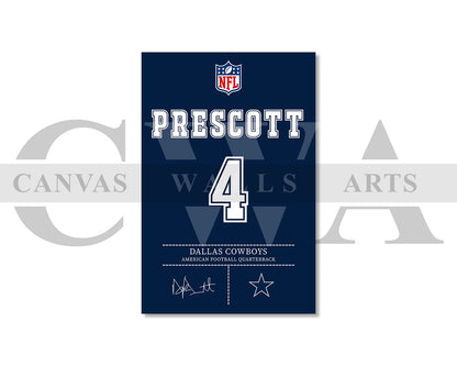 Dak Prescott Canvas Wall Art - NFL Jersey Poster | Ready to Hang Sports Canvas Print