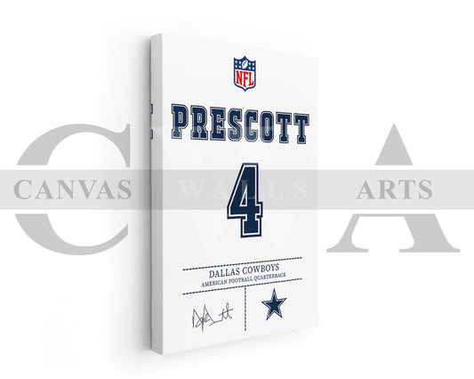 Dak Prescott Canvas Wall Art - NFL Jersey Poster | Ready to Hang Sports Canvas Print