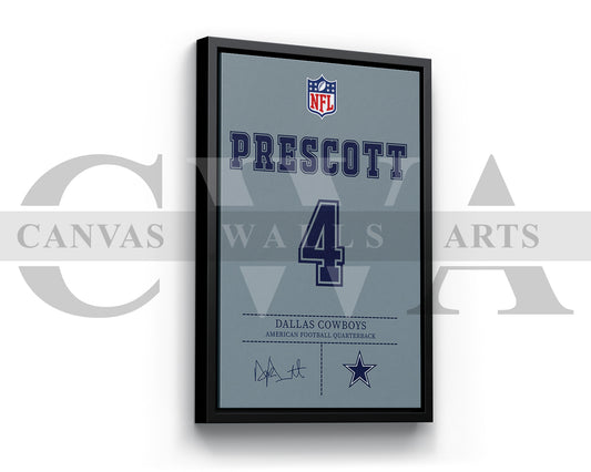 Dak Prescott Canvas Wall Art - NFL Jersey Poster | Ready to Hang Sports Canvas Print