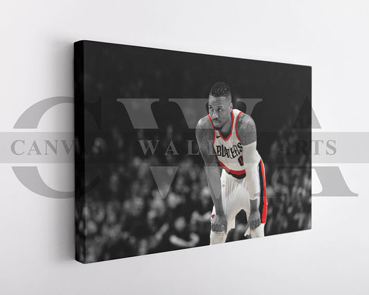 Damian Lillard Black & White Canvas Art Basketball Canvas Wall Art