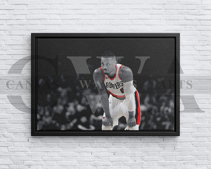 Damian Lillard Black & White Canvas Art Basketball Canvas Wall Art