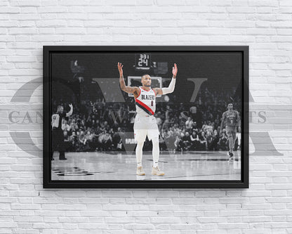 Damian Lillard Black & White Canvas Art Basketball Canvas Wall Art