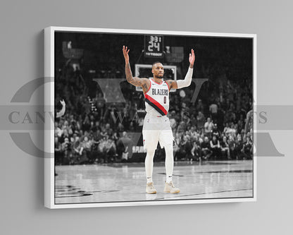 Damian Lillard Black & White Canvas Art Basketball Canvas Wall Art